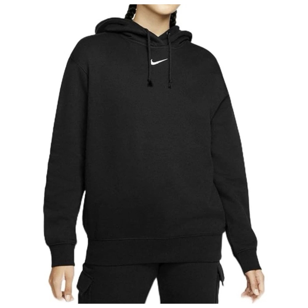 New Nike Oversized Fleece Pullover Hoodie Womens Size Medium Black Hoodie DJ7668